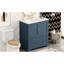 Armoire de rangement de salle de bain 30 po avec lavabo en céramique, poignées style moderne en or bleu. Planches, grand rangement. Meuble-lavabo autoportant en bois massif facile à installer et facile à installer