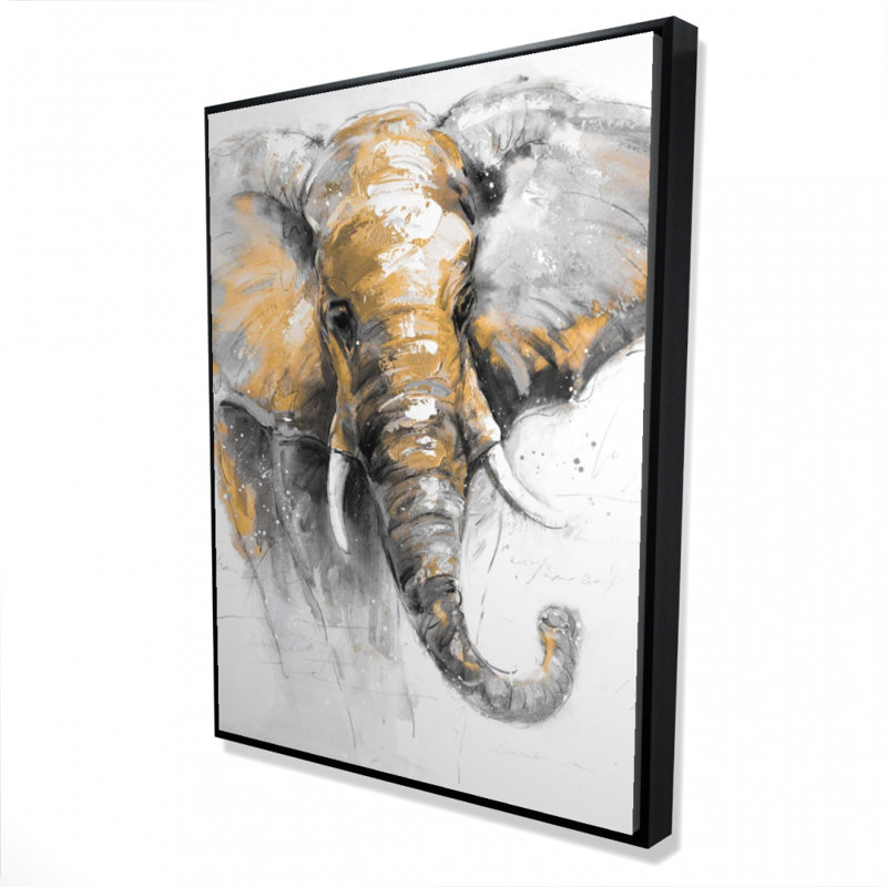 Magnifique impression d'éléphant doré sur toile