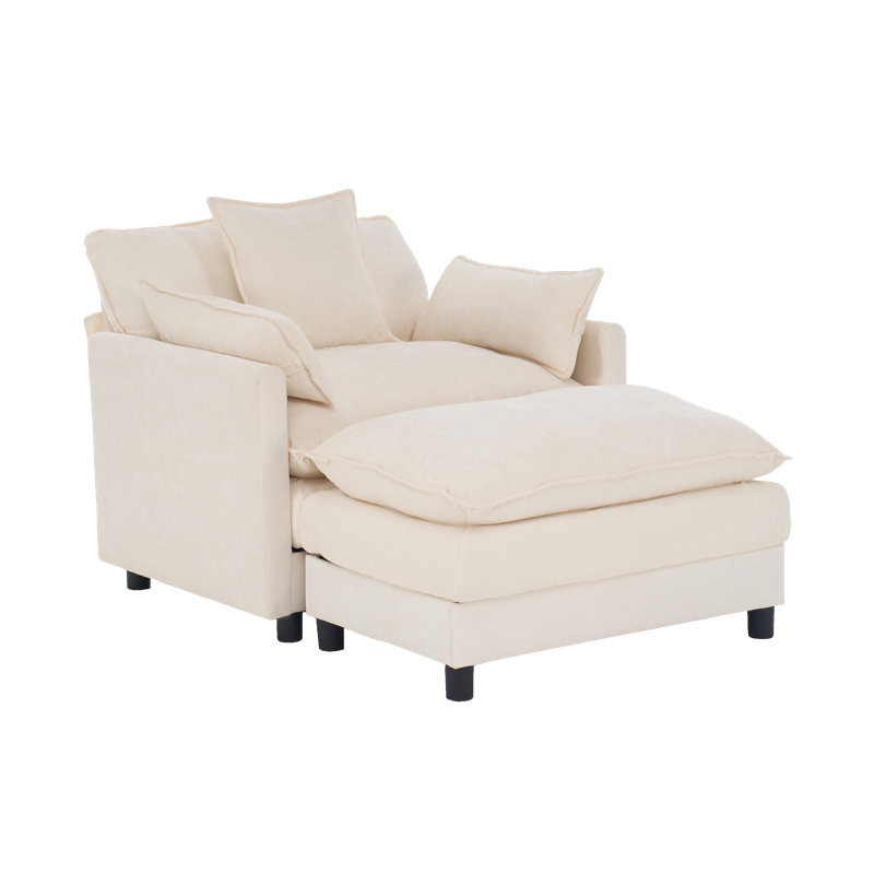 Chaise d'appoint moderne avec repose-pieds 39,4 po, Beige