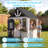 Wooden Kids Outdoor Playhouse with Play Kitchen, Working Doorbell & Bird Cage-125196706