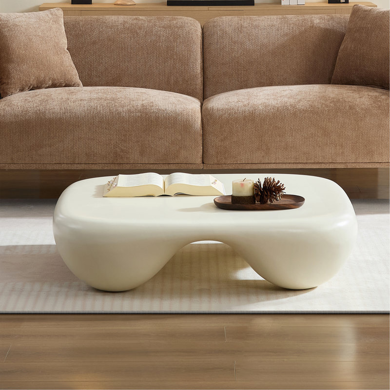 Table basse moderne en faux travertin texturé pour le salon / bureau, Blanc