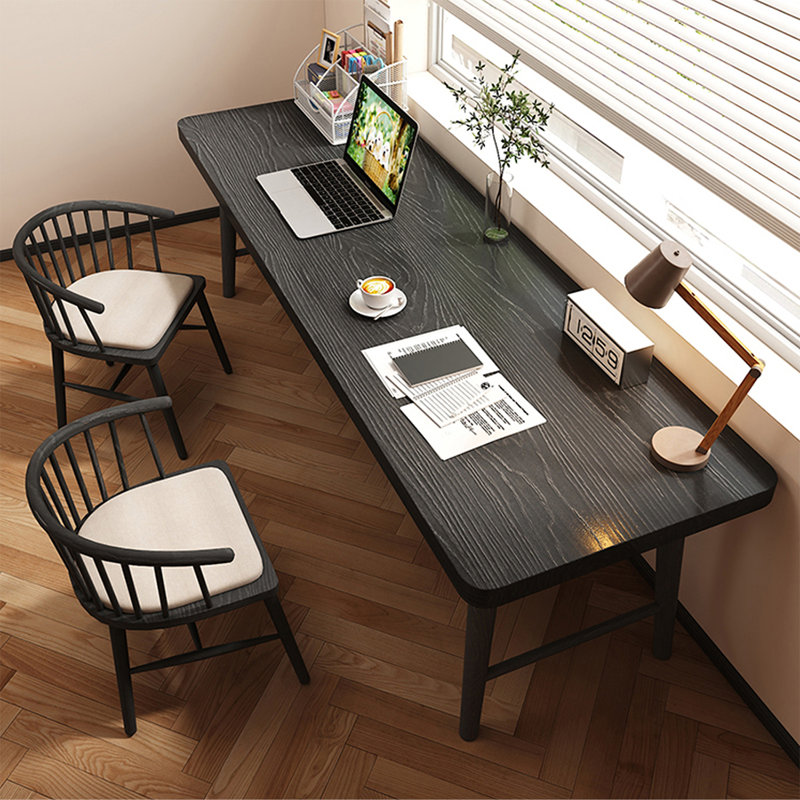 Black Rectangular Solid Wood Writing desk, 29.53"H*78.74"W*23.62"D