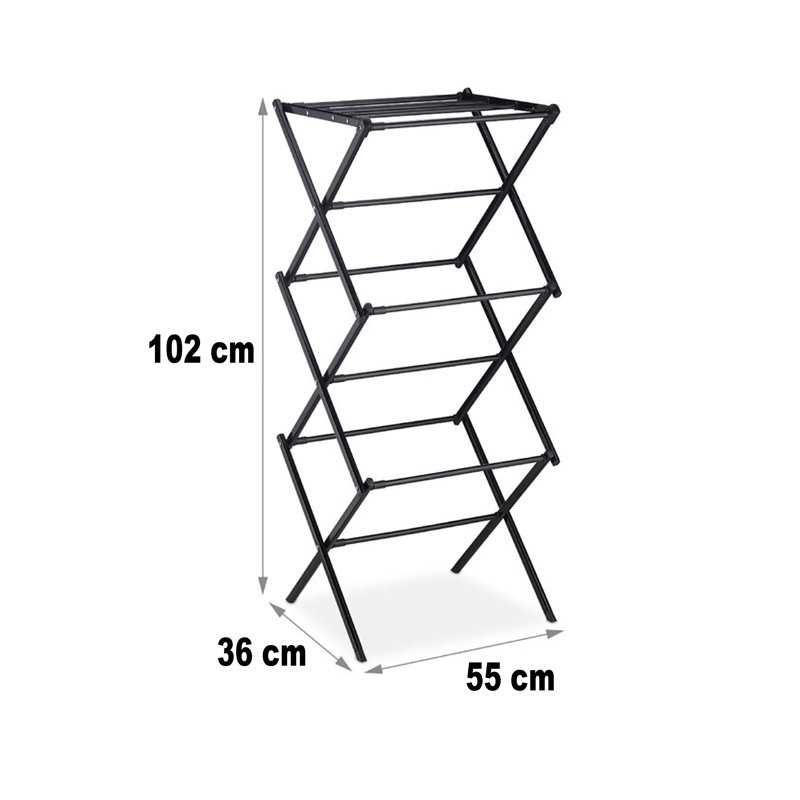 Deluxe Metal Foldable Accordion Drying Rack, Black