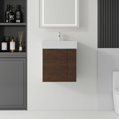 Floating Bathroom Vanity with Ceramic Sink and Soft-Close Doors