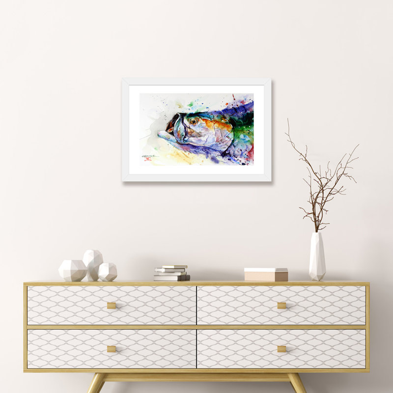 «Fish», reproduction d'art encadrée, H 16 po x l 24 po x P 1 po, Papier blanc