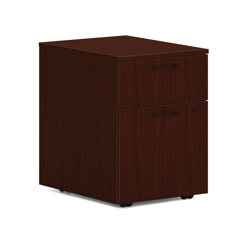 HON MOD Mobile Pedestal, 1 Box / 1 File Drawer, 15"W, Traditional Mahogany, Traditional Mahogany