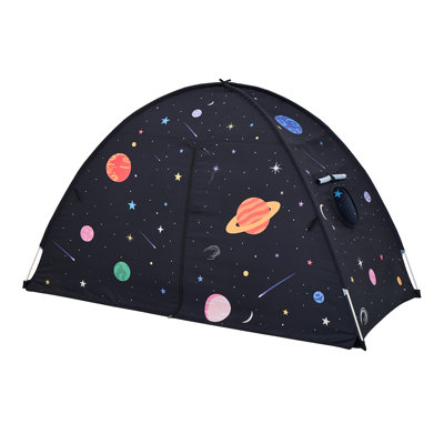 Auvent de tente pour lit d'enfant - Tente d'intérieur pliable portative pour lit simple / superposé pour lit simple, espace de couchage intime pour les filles, décoration de chambre à coucher et cadeaux idéaux pour les enfants (noir)
