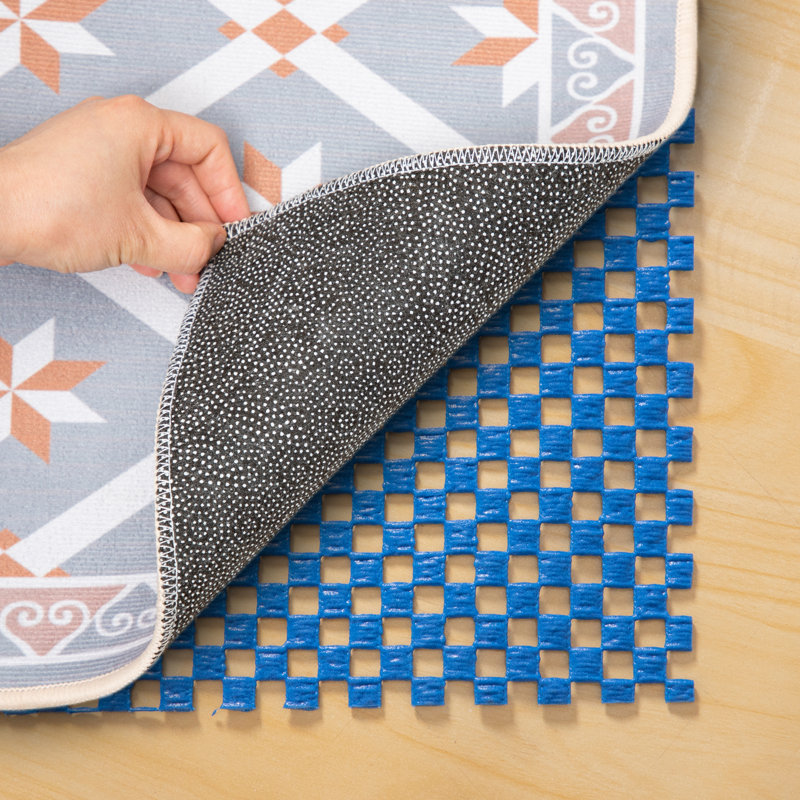 Sous-tapis antidérapant pour tapis et planchers de bois franc, bleu, 51 x 173 cm