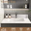 Dessus de meuble-lavabo en marbre blanc 31 po - Pierre frittée pour salle de bain, lavabo rectangulaire, dosseret de 4 po, trous de robinet pré-percés, salle de bain élégante et pratique avec décoloration