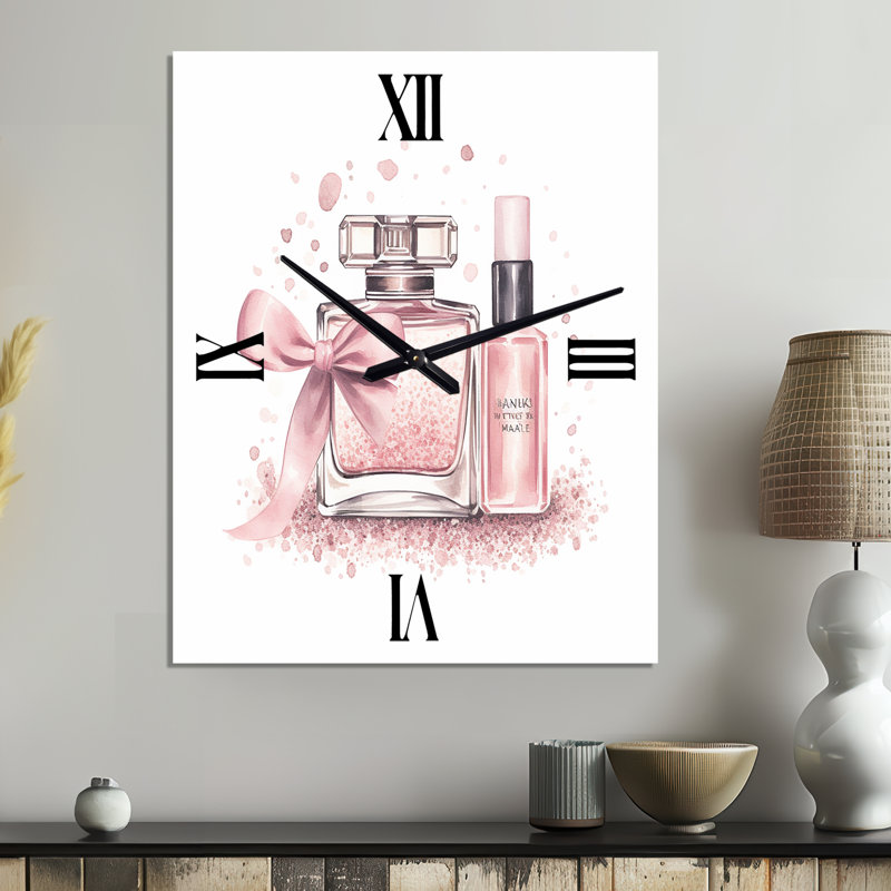 Horloge murale en métal rose, Surdimensionné