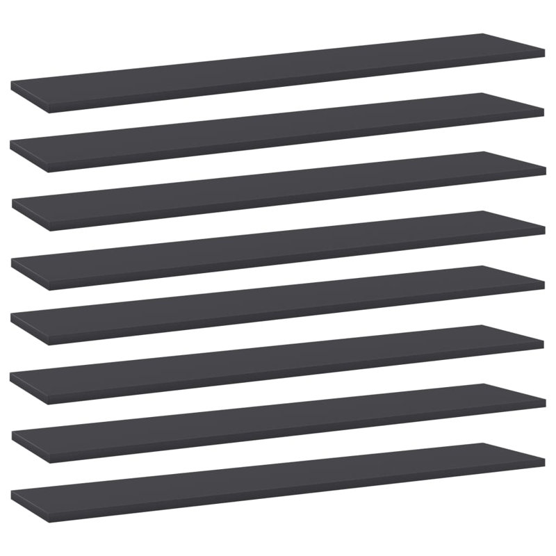 Tablettes pour bibliothèque 8 pièces en bois d'ingénierie, Gris, (8 tablettes) H 0,59 po x l 39,37 po x P 7,87 po