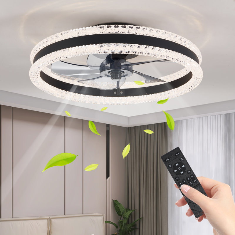 20" Ceiling Fans with Lights and Remote, Low Profile Ceiling Fan, 3000-6000K Dimmable Modern Flush Mount LED Fan Light, 6 Wind Speeds