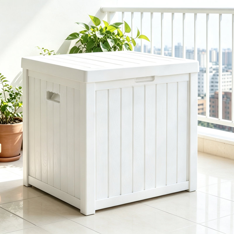 Coffre de terrasse en résine résistant à l'eau 51 gallons Altibloom, Blanc