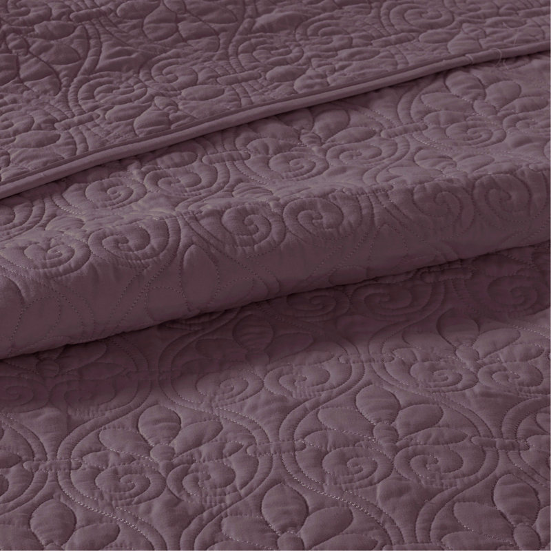Ensemble de couvre-lit réversible, Couvre-lit très grand + 2 taies décoratives, Mauve