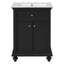 Meuble-lavabo moderne de 24 po avec tiroir à bout et charnières à fermeture en douceur, armoire de salle de bain avec structure ouverte au dos, pieds tournés en boule avec élégance française-127382337