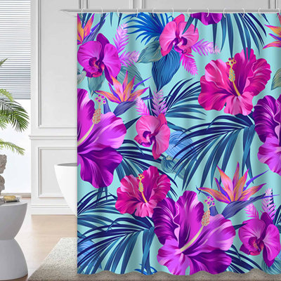 Rideau de douche imperméable Exotic Palms Tropic Noir