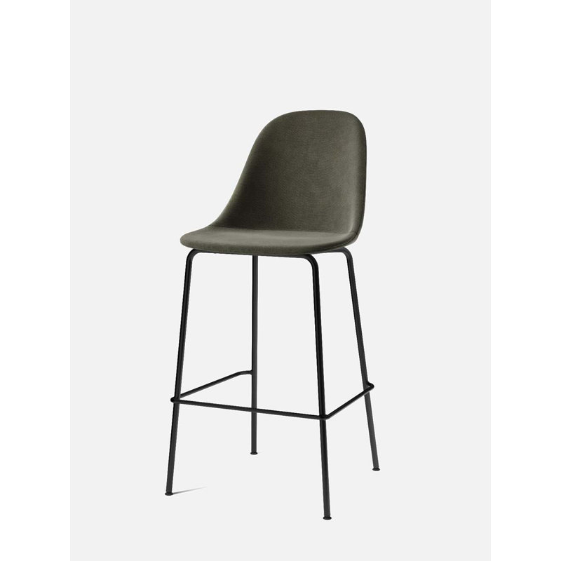 Harbour Upholstered Bar Stool with Metal Frame, Dakar 0842 Black Genuine Leather, Bar Stool (28.7" Seat Height)