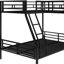 Lit superposé simple au-dessus d'un lit double en métal avec bureau, mezzanine noire pour une chambre confortable et un bureau