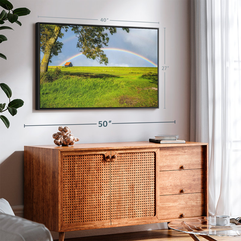 Impression sur toile arc-en-ciel au-dessus d'une maison de campagne, H 27 po x l 40 po