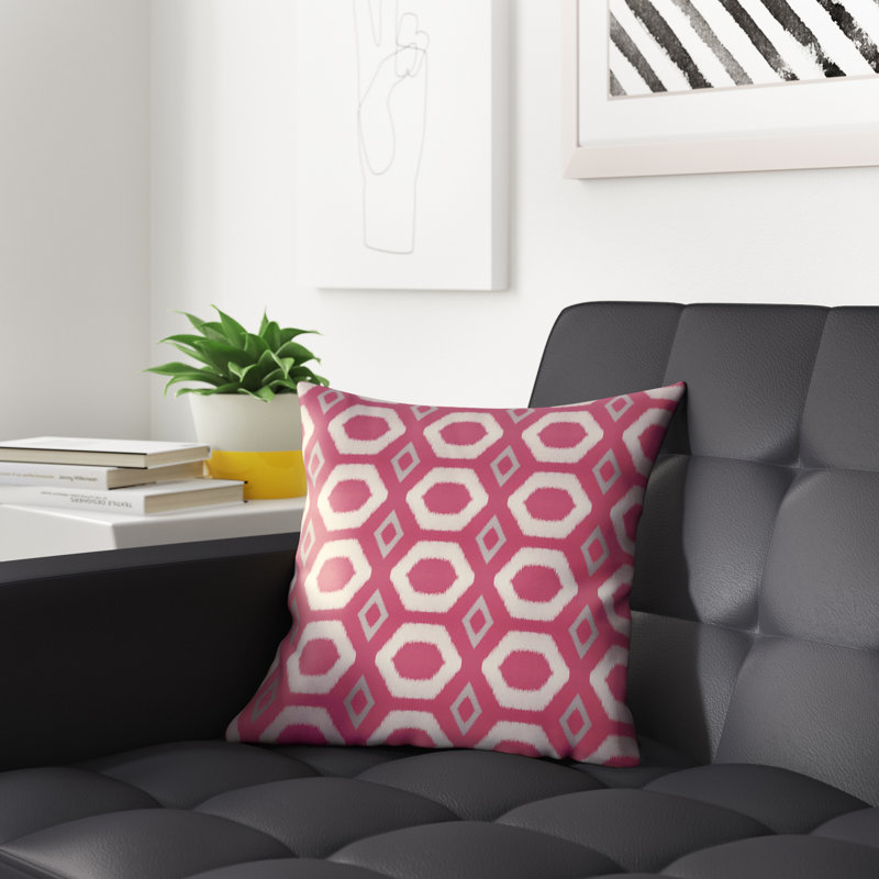 Geometric Reversible Throw Pillow, 26" H x 26" W x 7" D, Pink Cheeks