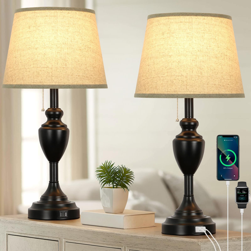 Metal USB Table Lamp, Black
