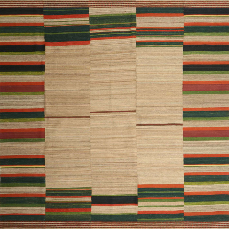 Tapis bleu foncé/gris foncé contemporain, Carré 7 pi