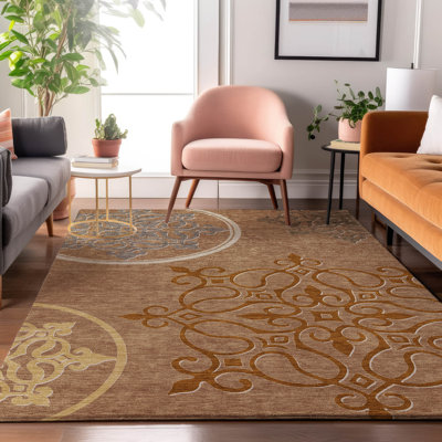 Premium Machine Washable Prisco Terracotta Rug