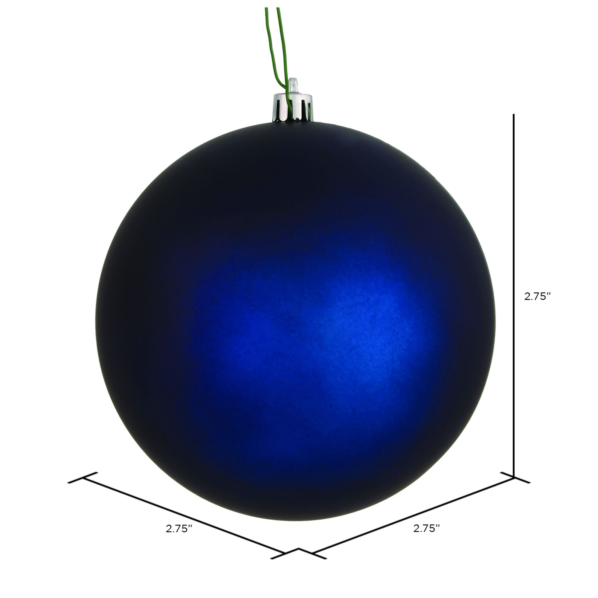 Holiday Décor Ball Ornament, Midnight Blue Matte, 2.75" H x 2.75" W x 2.75" D