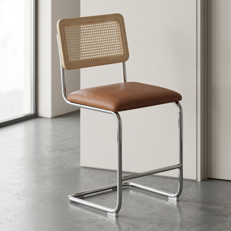 Walsh Vegan Leather Bar & Counter Stool, Saddle Tan Vegan Leather, Counter Stool (23” Seat Height)