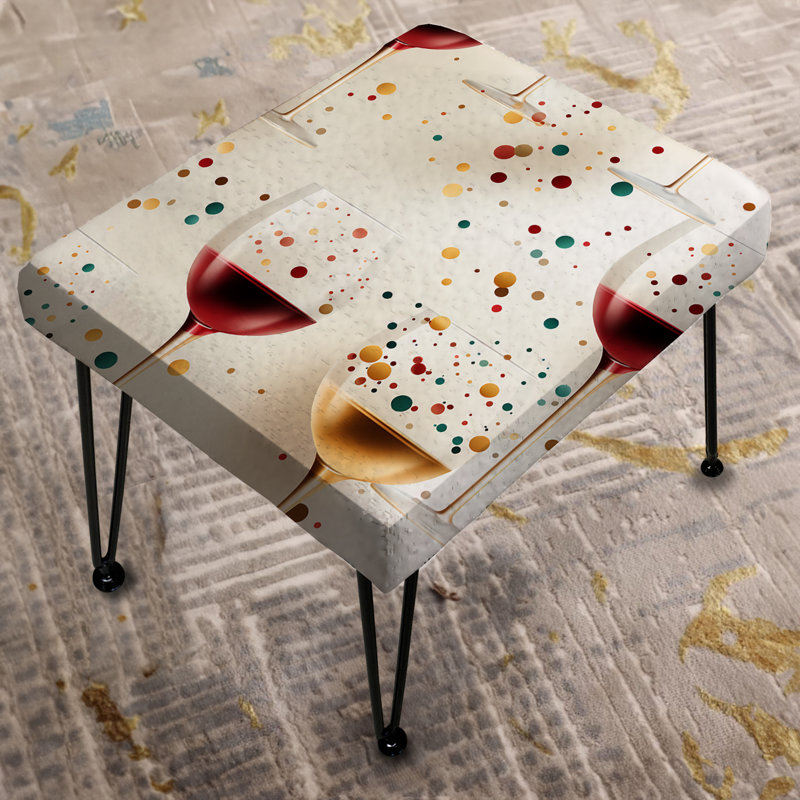 Wine Champagne Spots - Floral Rectangle Ottoman