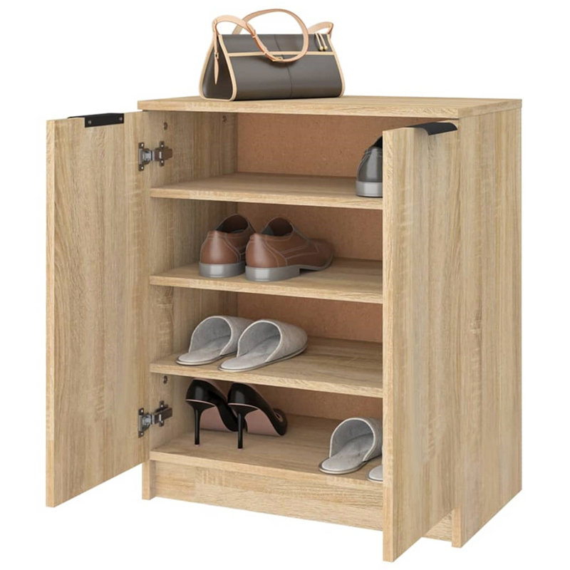 Shoe Cabinet Engineered Wood Hall Shoe Holder Cupboard Organiser Shelf, Sonoma Oak