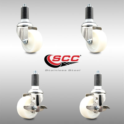 Nylon Swivel Expanding Stem Caster Set with 2 Lock Brake