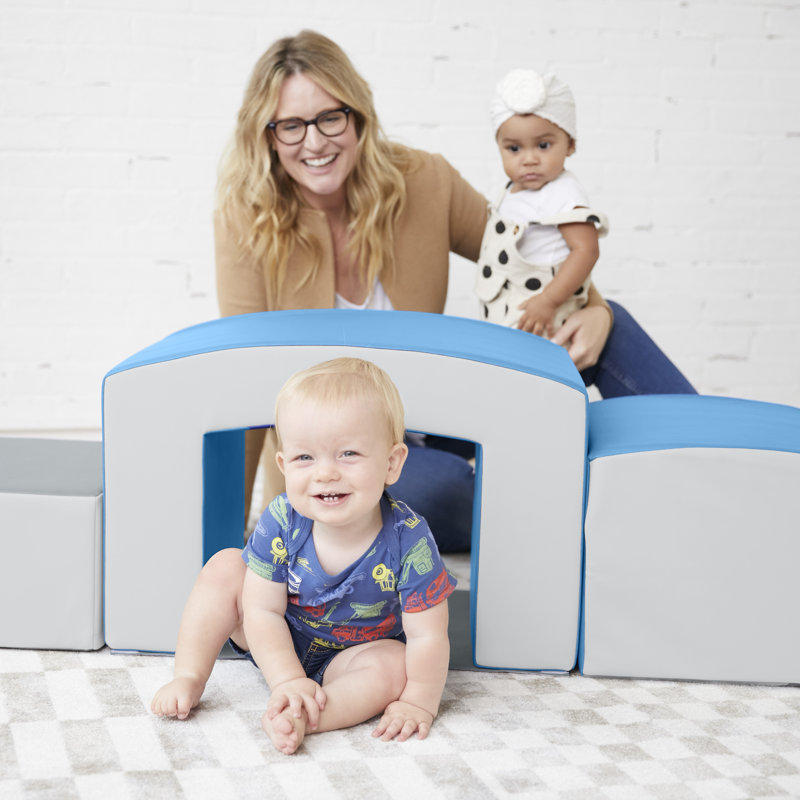 	ECR4Kids SoftZone Junior Tunnel Mix n 'Match et Bump, ensemble de jeu débutant, 2 pièces, Bleu français