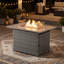Table de foyer extérieur au propane de 50 000 BTU avec pare-vent en verre et plateau imitation bois, table foyer rectangulaire 2 en 1 en osier avec pierres de lave pour patio, terrasse, jardin-133706866