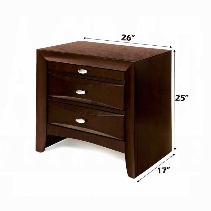 Table de chevet en bois avec 2 grands tiroirs et 1 plateau coulissant pour les meubles
