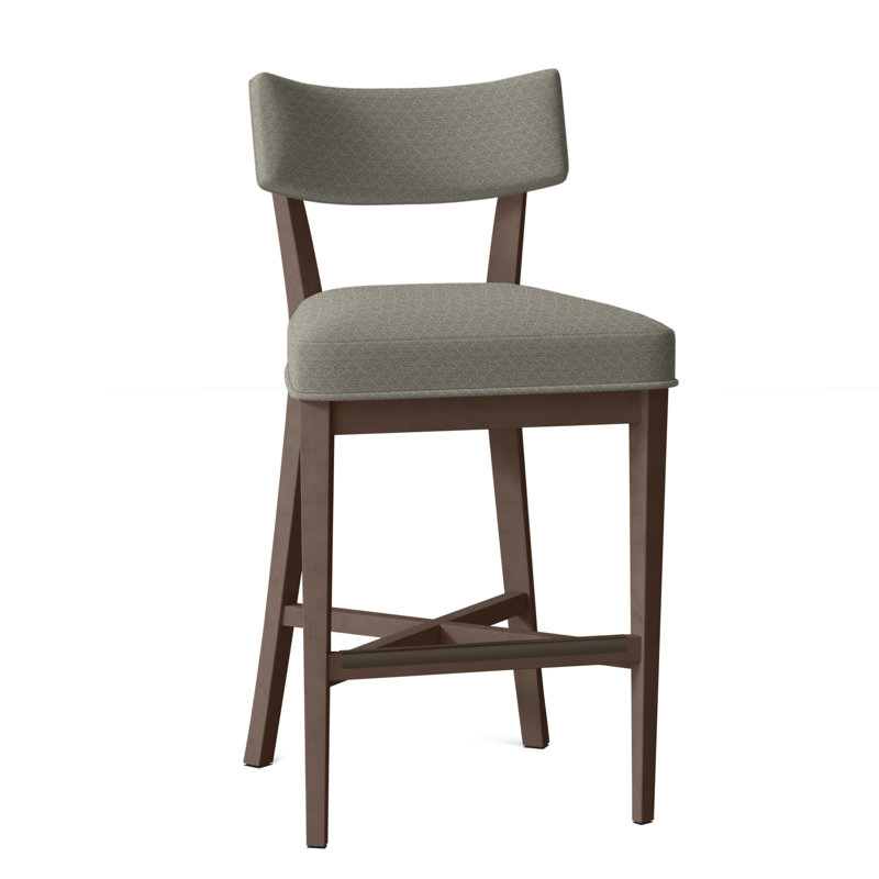 Juliet Upholstered Stool with Solid Wood Frame, Perigold Piccadilly Stripe Patina, Hazelnut