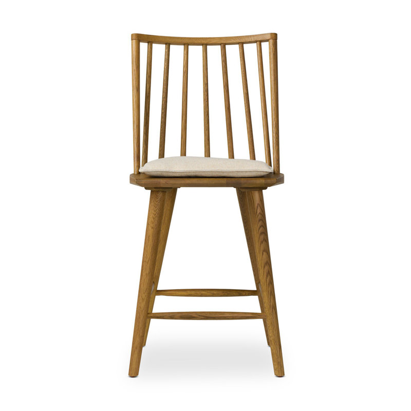 Lewis Windsor Stool With Cushion-Sandy Oak-Counter, Counter Stool (25.02” Seat Height), Sandy Oak