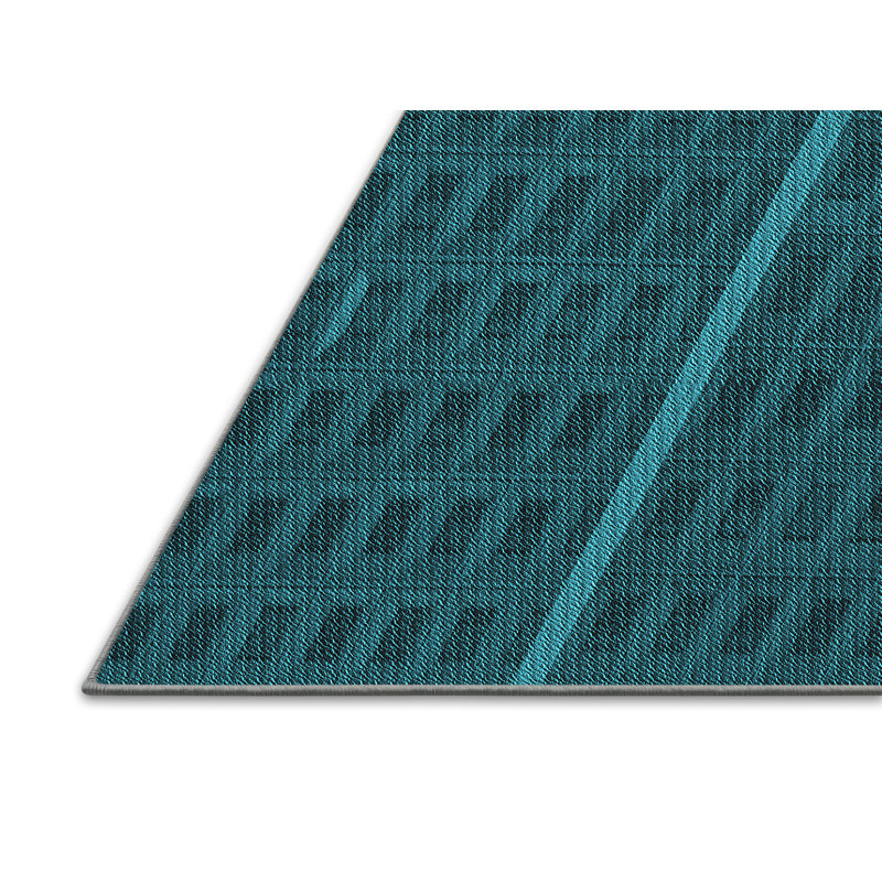 Tapis abstrait en laine bleu sarcelle, Rectangle 8 pi x 12 pi