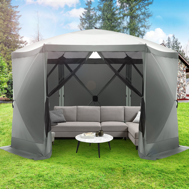 12x12FT Pop Up Gazebo Screen Tent , Gray