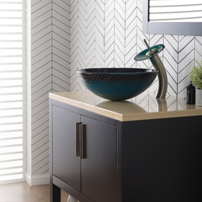Ensemble de lavabo vasque de salle de bain Kraus Nei et robinet cascade avec bonde escamotable