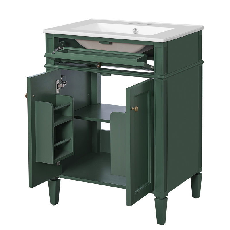 Meuble-lavabo 24 po avec comptoir en céramique, Vert