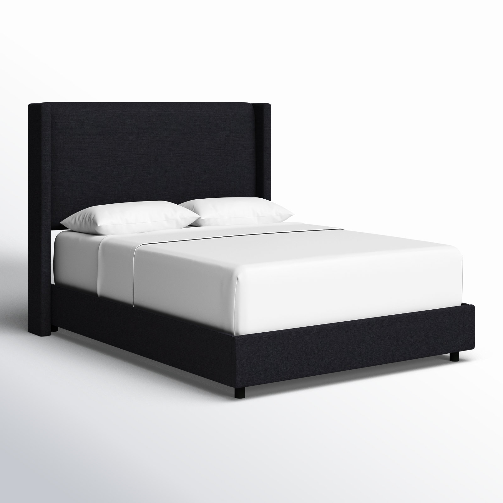 Hanson Upholstered Wingback Bed, Full/Double, Classic Black Linen