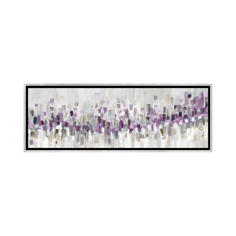 Blue Staccato - Purple 6 Pcs., 24" H x 72" W, Silver Floater Framed