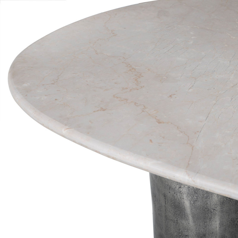 Arisela Oval Marble Double Pedestal Dining Table
