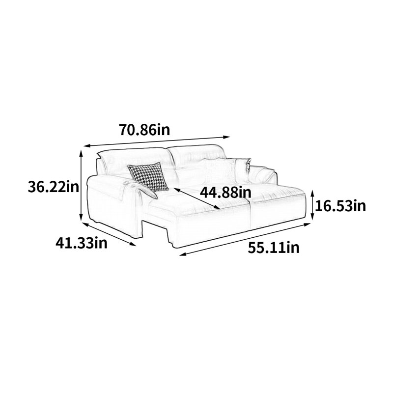 Canapé électrique télescopique haut de gamme, H 36,22 po x l 70,86 po x P 41,33 po, 2