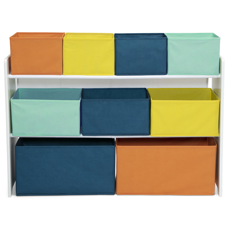 Organisateur de jouets avec bacs Wason, Bleu marine / vert / pastel