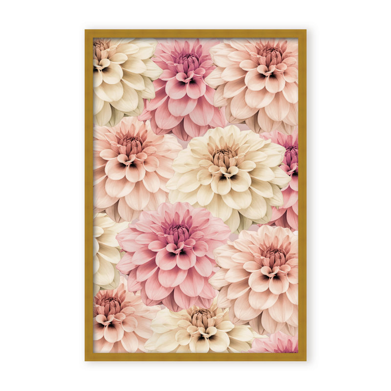 Nature Inspired Dahlia by  - Picture Frame Graphic Art on Paper, 48" H x 32" W x 1.125" D, Framed Matted Print, Beige