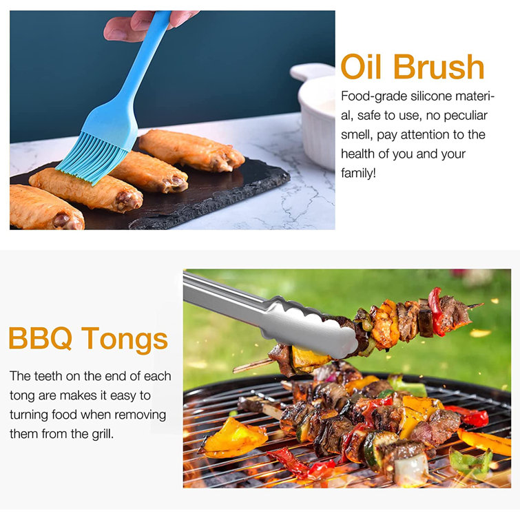 YardStash Stainless Steel Dishwasher Safe Grilling Tool Set