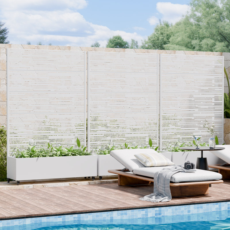 Boîte à fleurs en métal avec cadre d'escalade 72 x 47 po Shine, 72" H x 47" W x 16" D, Blanc
