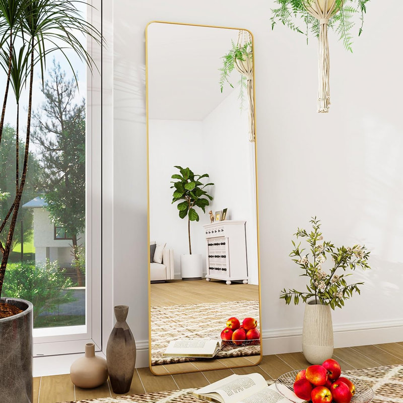Full Length Mirror With Aluminum Alloy Frame, Shatterproof HD Glass, Freestanding Or Wall Mountable For Bedroom, Dressing Room, Living Room